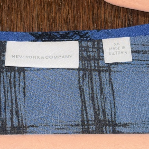 XS New York & Company Blue Checkered Tunic - Picture 3 of 8